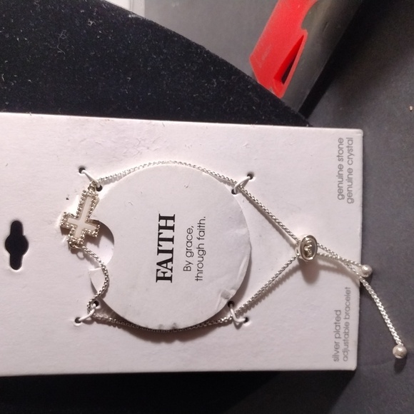 Unwritten Silver Plated Faith Bracelet With Genuine Stone And Crystal - Picture 1 of 2